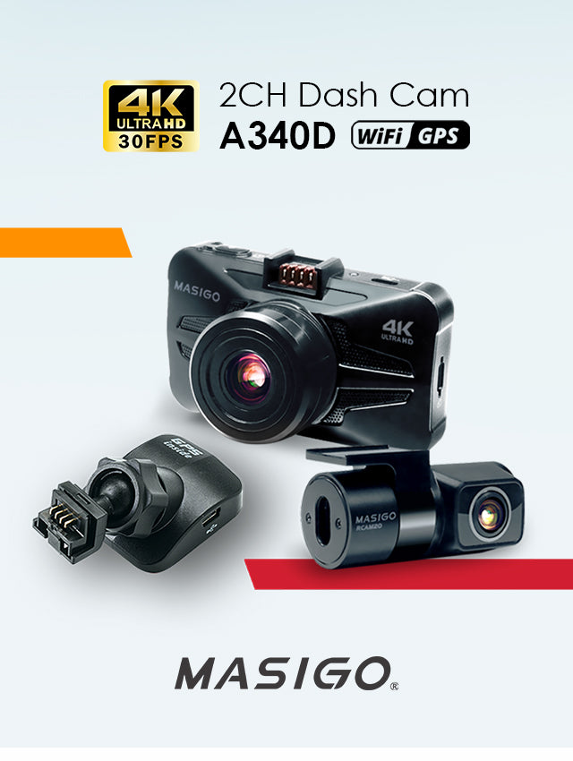 A340D 4K 2CH Front and Rear Dash Cam WiFi GPS